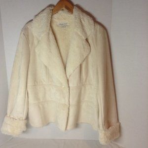 Coldwater Creek faux suede fur lined jacket L